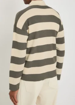 Logo-appliquéd striped fine-knit cotton shirt
