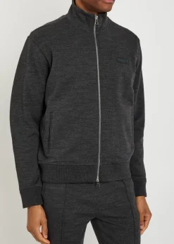 Logo-appliquéd wool-blend track sweatshirt