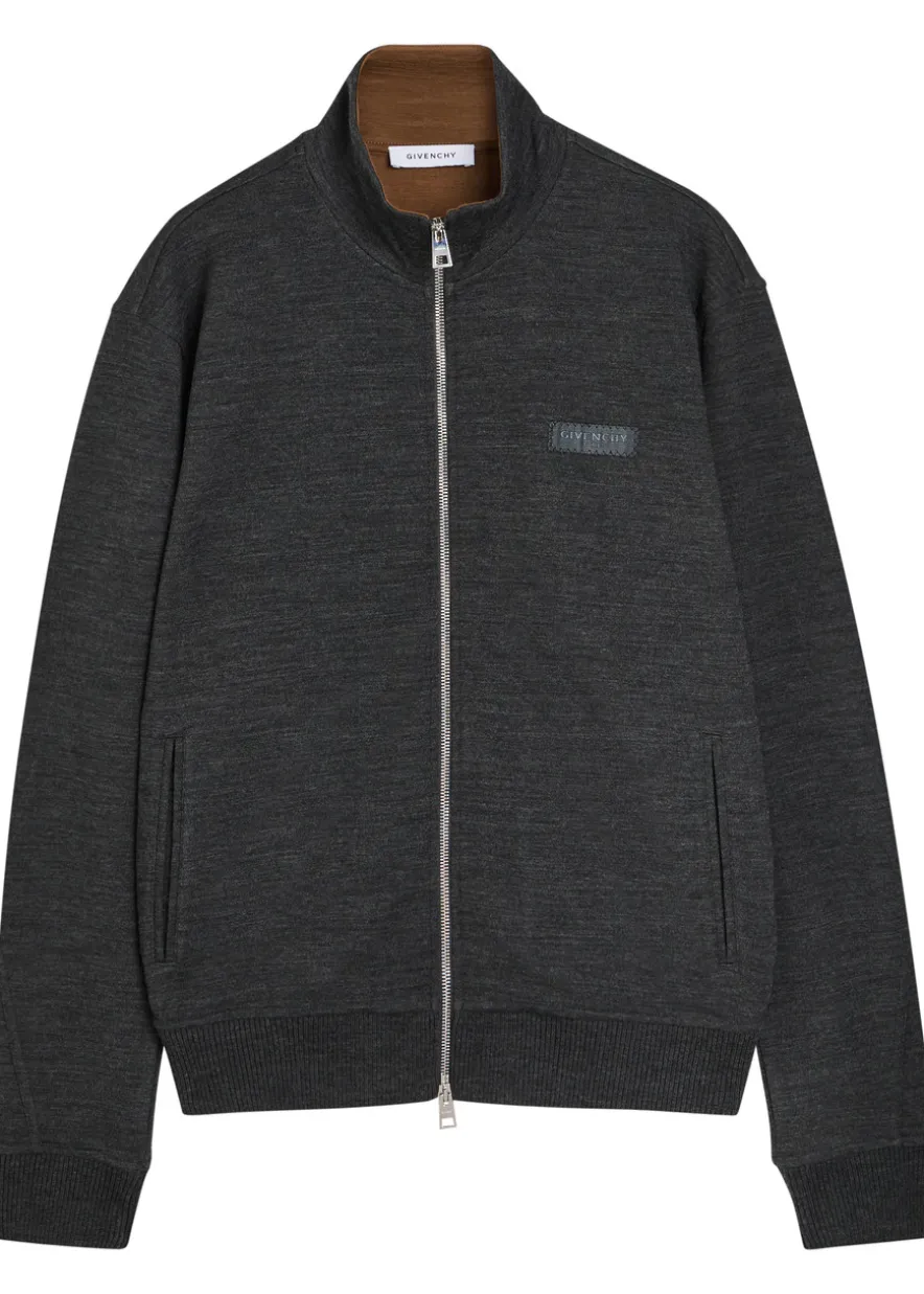 Logo-appliquéd wool-blend track sweatshirt