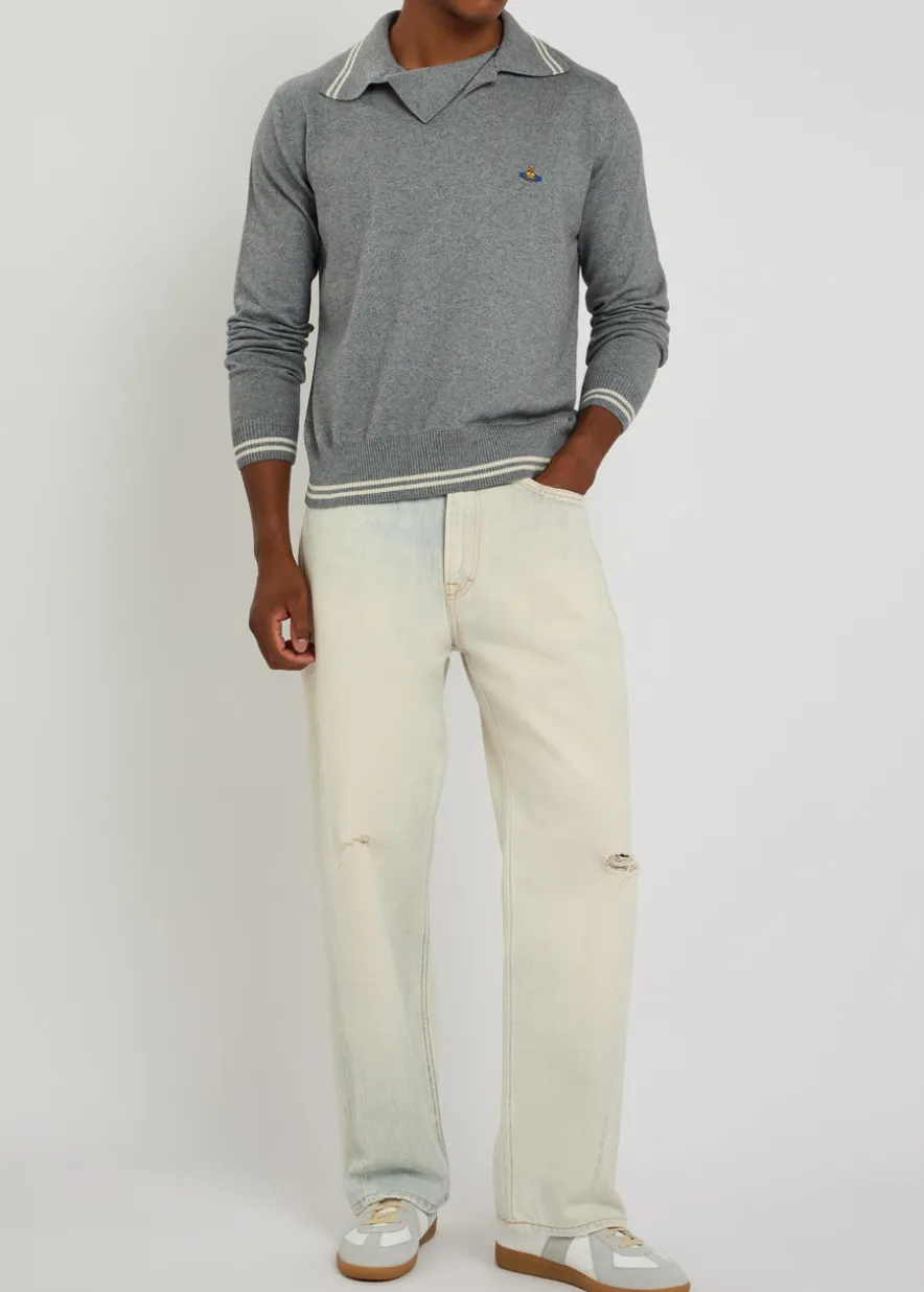 Logo asymmetric wool and cashmere-blend polo jumper