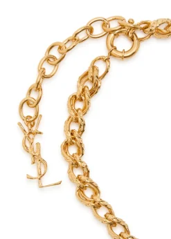 Logo chain brass necklace