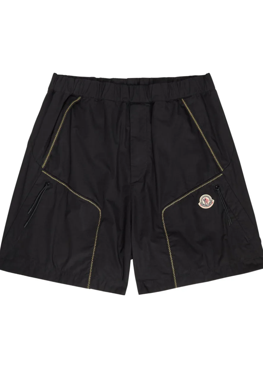 Logo contrast-stitch cotton-poplin shorts