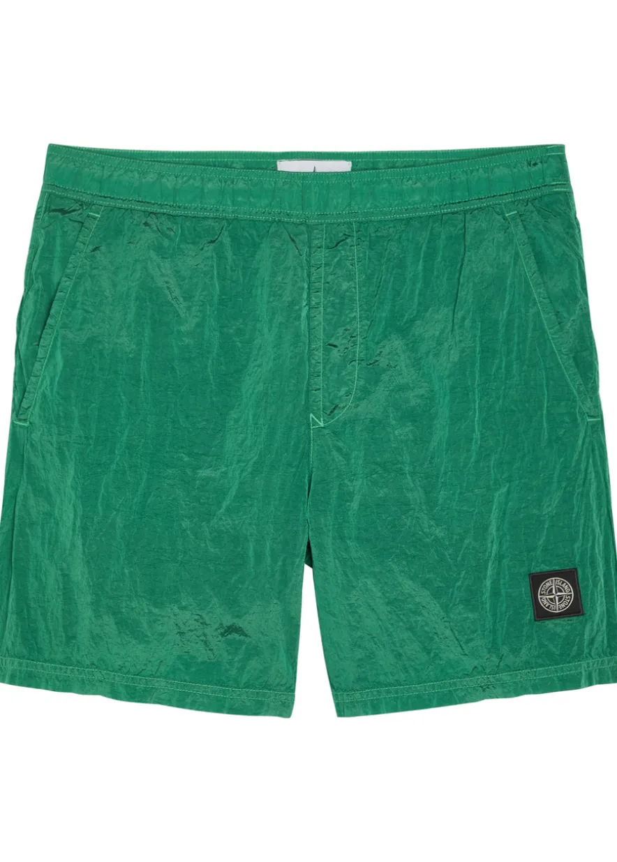 Logo crinkled nylon swim shorts