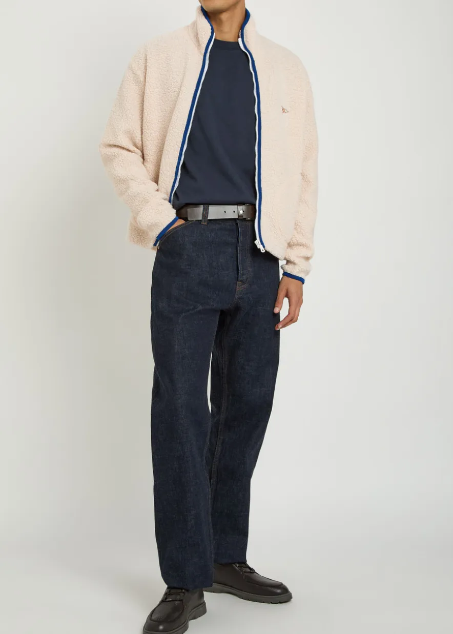 Logo-embroidered bouclé jacket