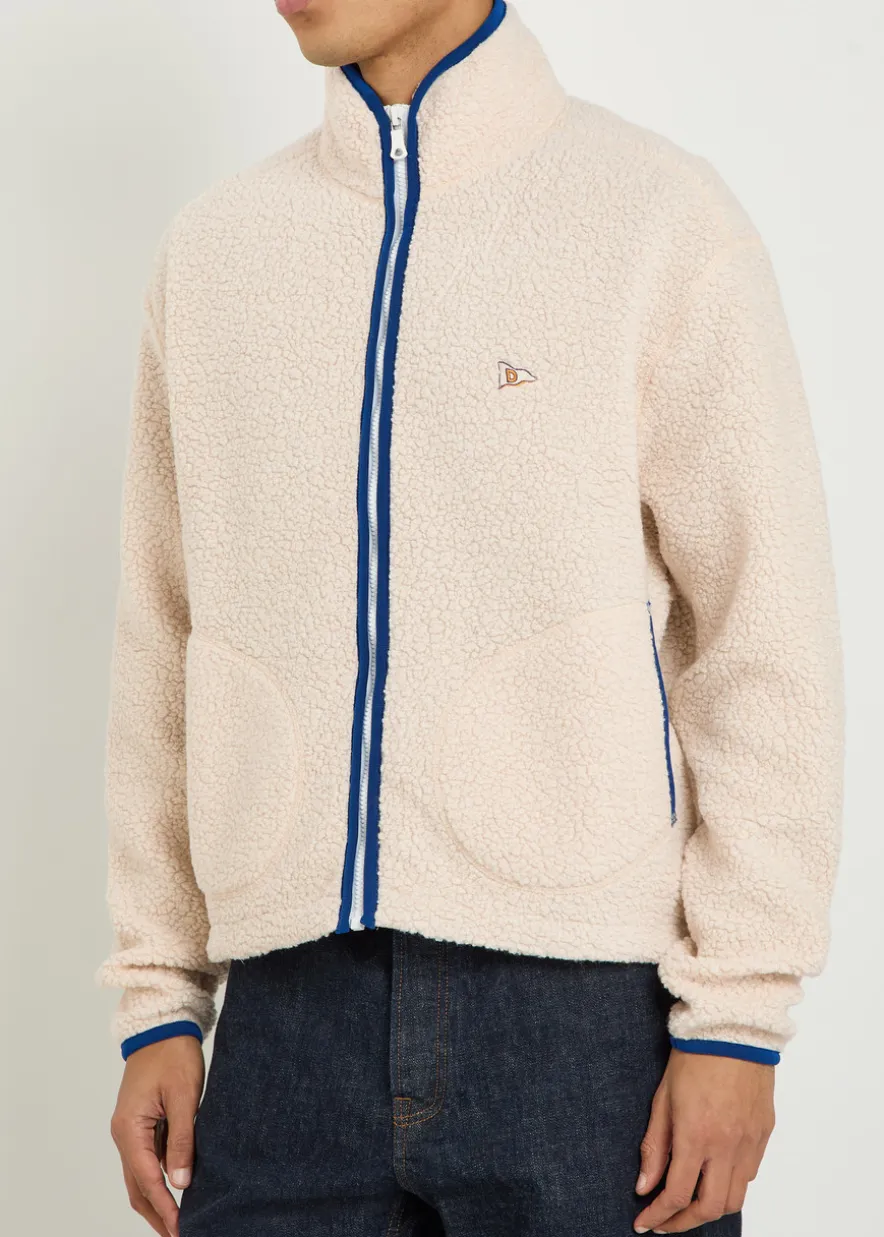 Logo-embroidered bouclé jacket