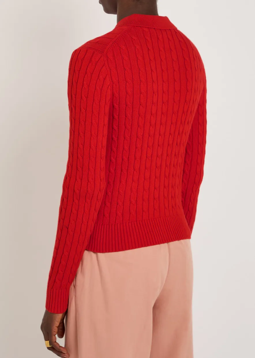 Logo-embroidered cable-knit cotton cardigan