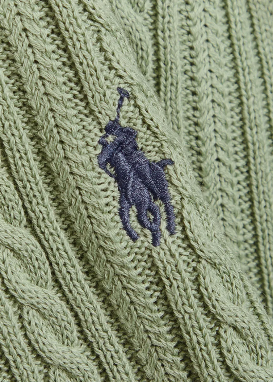 Logo-embroidered cable-knit cotton polo shirt
