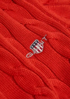 Logo-embroidered cable-knit cotton jumper