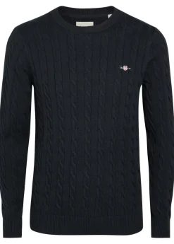 Logo-embroidered cable-knit cotton jumper