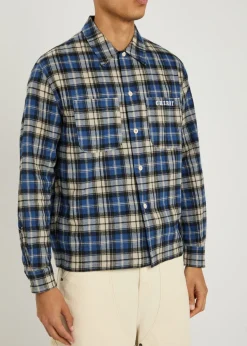Logo-embroidered checked flannel shirt