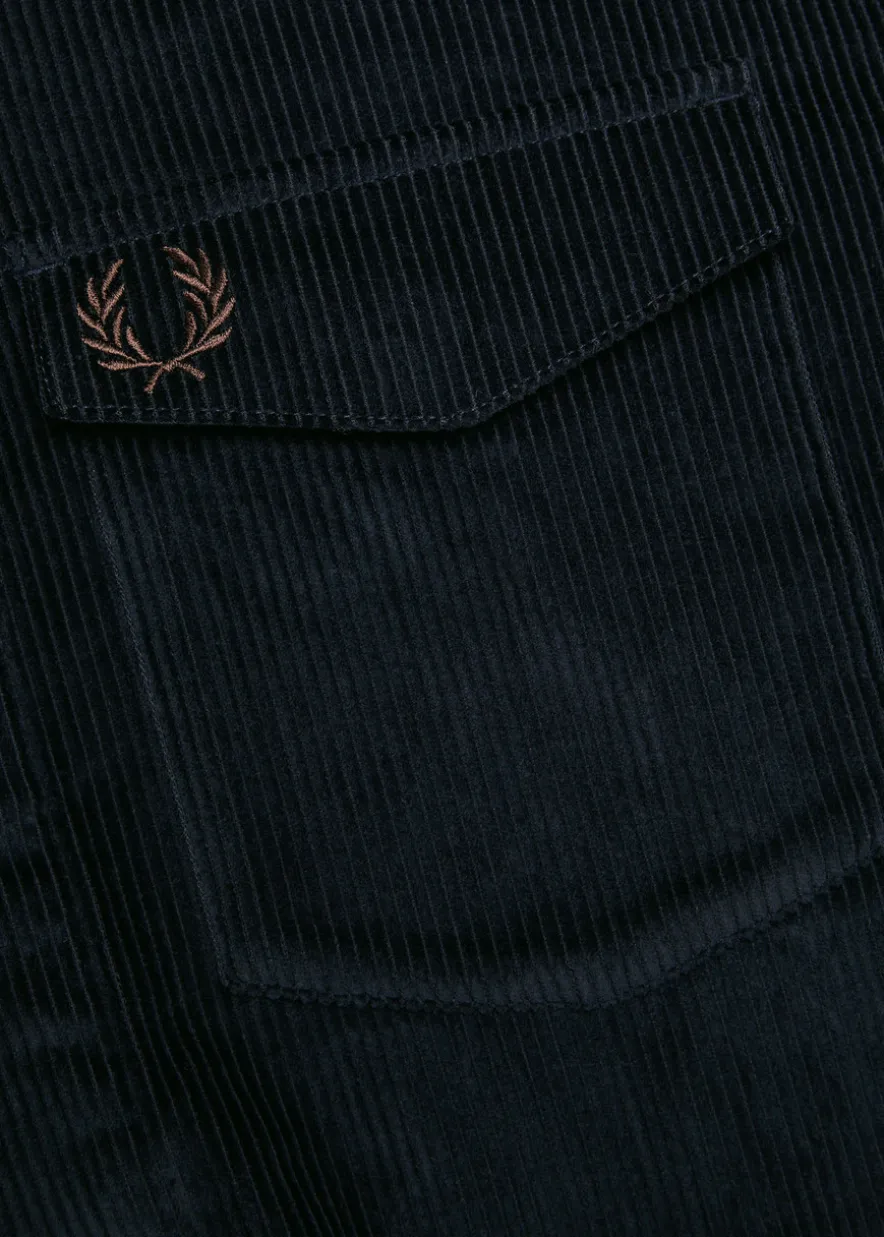 Logo-embroidered corduroy overshirt