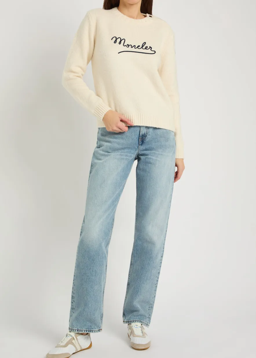 Logo-embroidered cotton-blend jumper