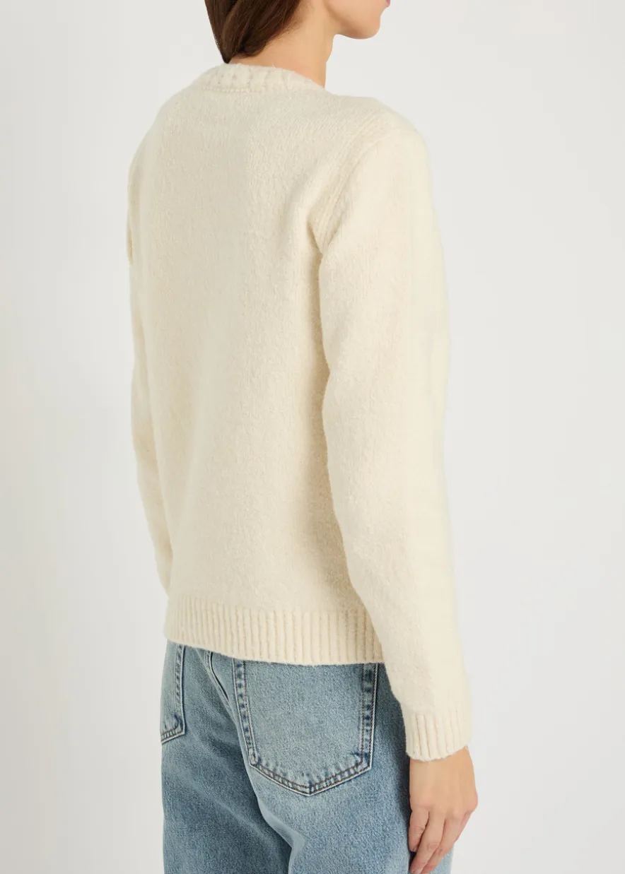 Logo-embroidered cotton-blend jumper