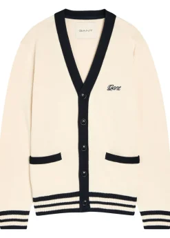 Logo-embroidered cotton-knit cardigan