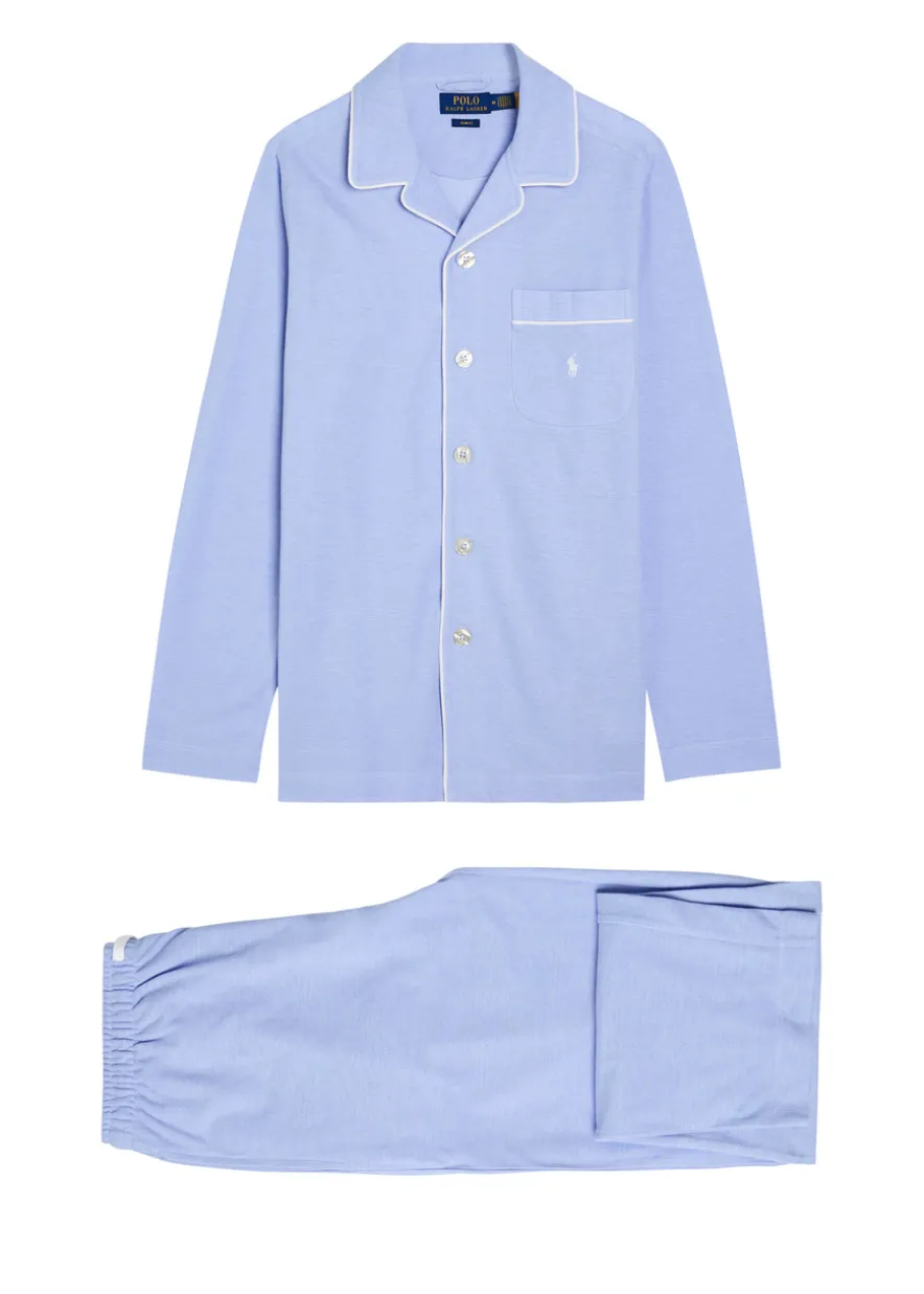 Logo-embroidered cotton pyjama set
