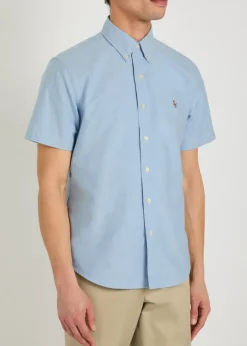 Logo-embroidered cotton shirt