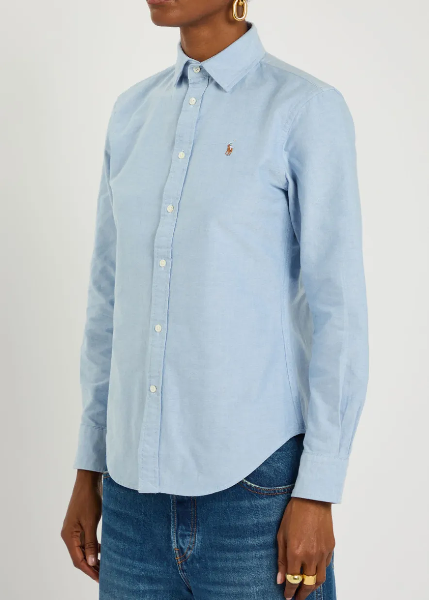 Logo-embroidered cotton shirt