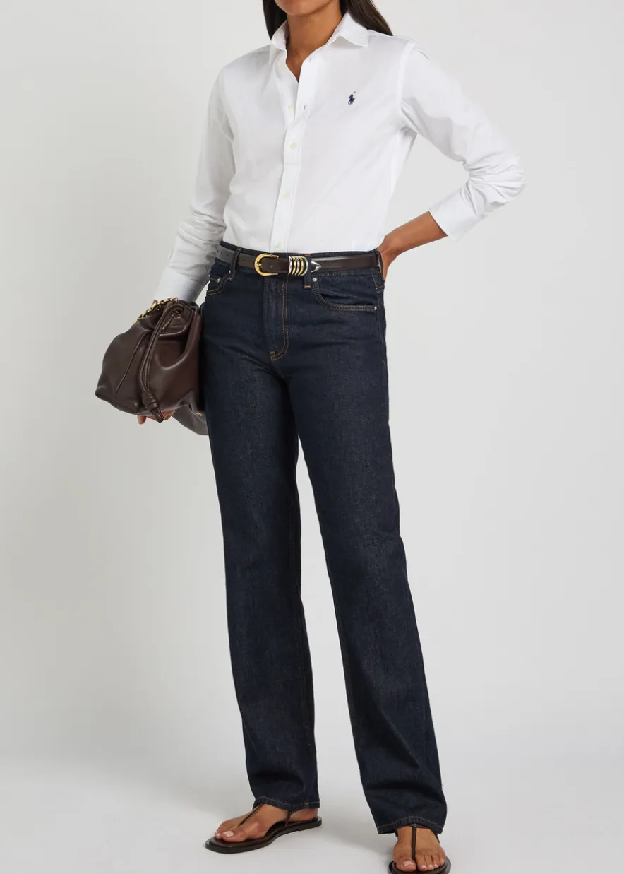 Logo-embroidered cotton shirt