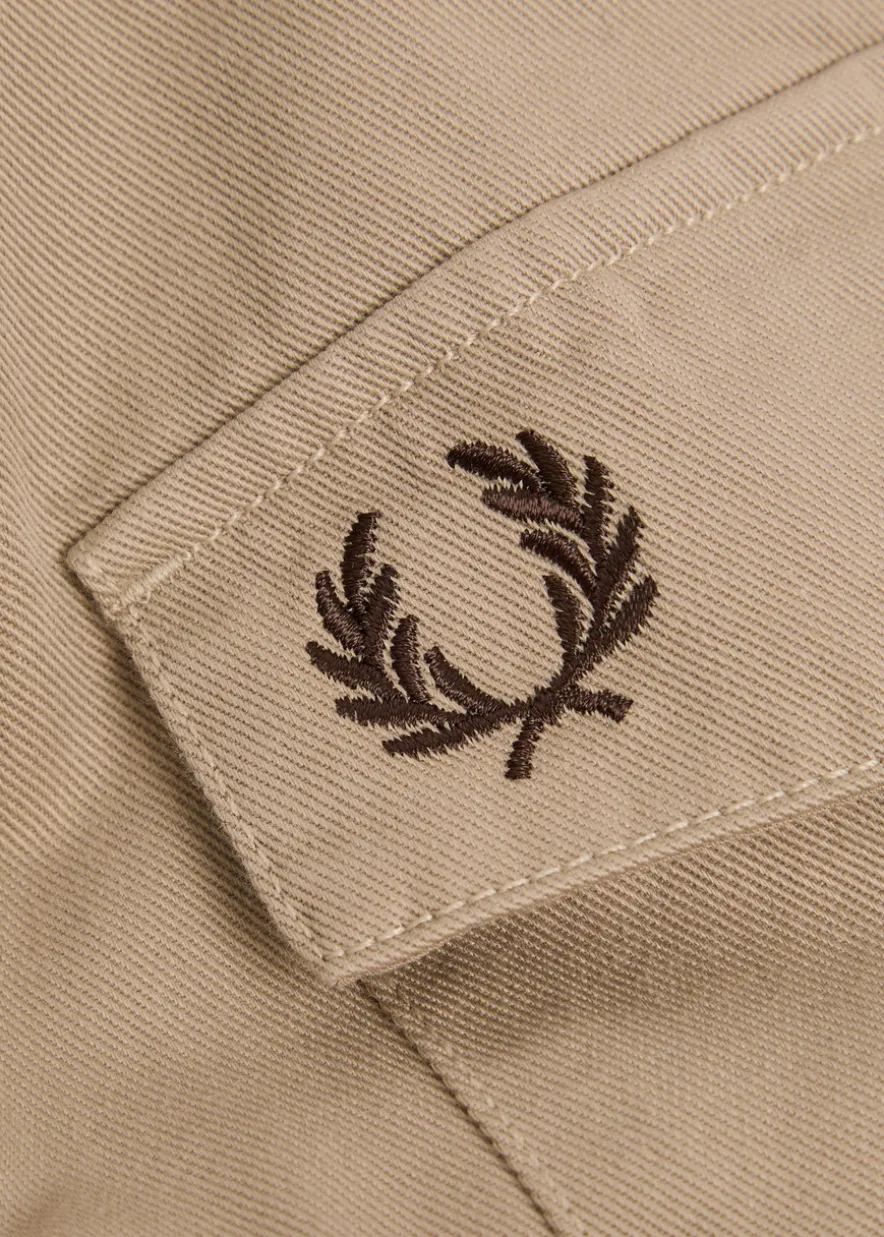 Logo-embroidered cotton-twill overshirt