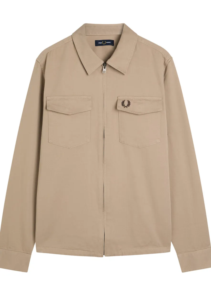 Logo-embroidered cotton-twill overshirt
