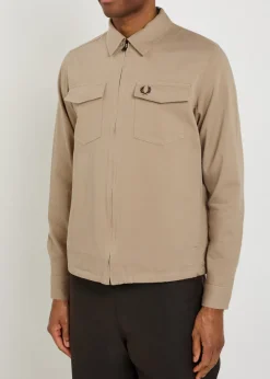 Logo-embroidered cotton-twill overshirt