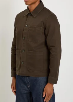 Logo-embroidered cotton-twill overshirt