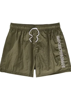 Logo-embroidered crinkled nylon swim shorts