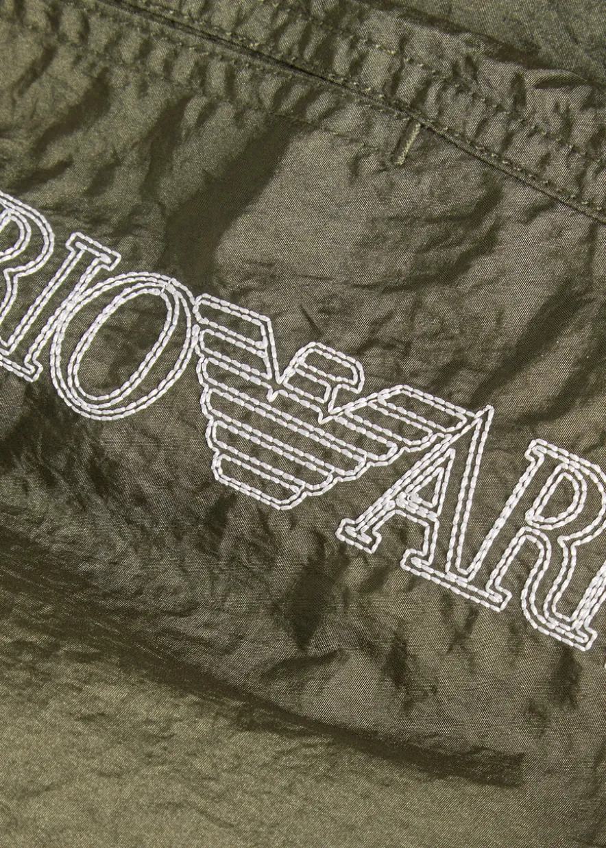 Logo-embroidered crinkled nylon swim shorts