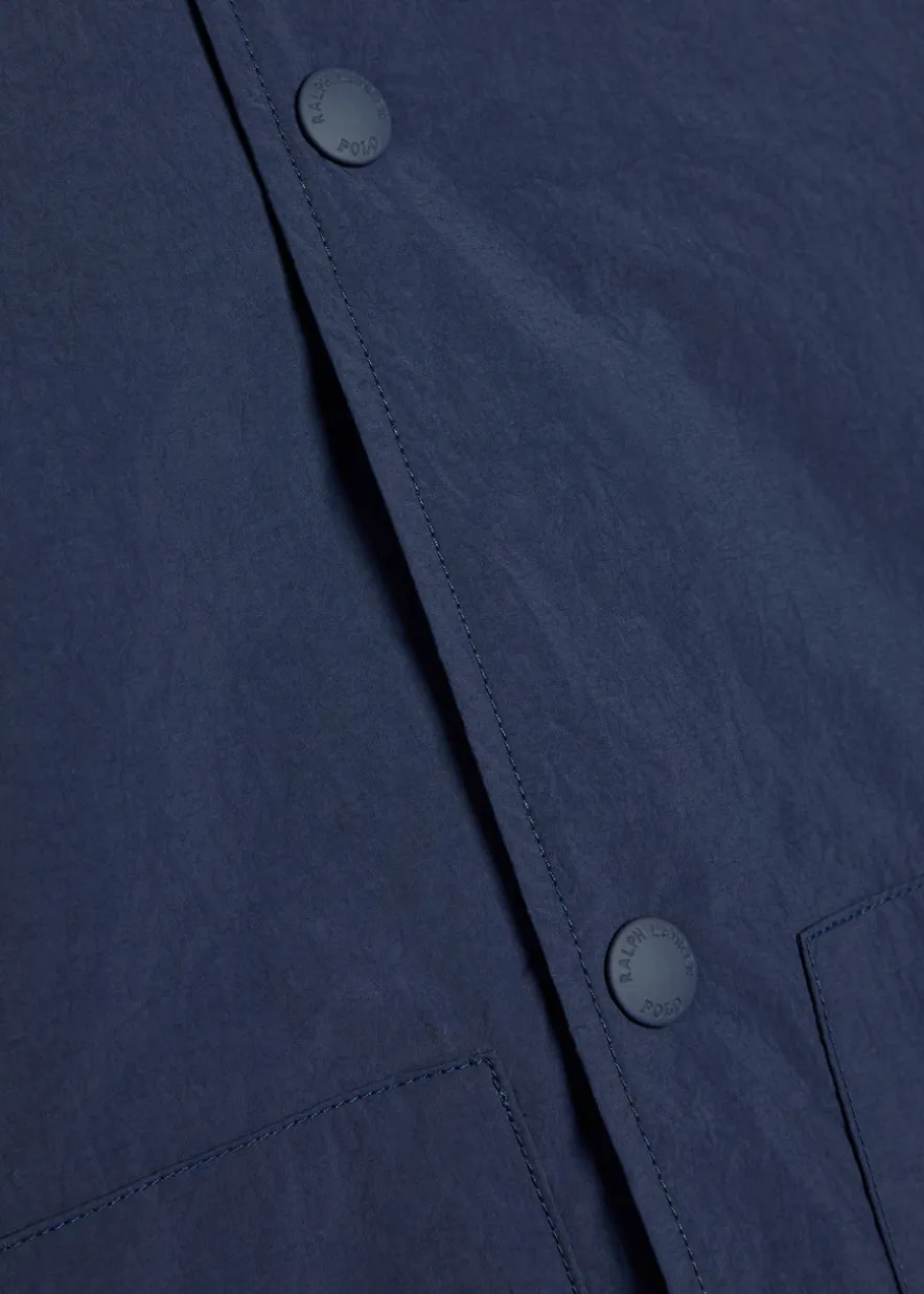 Logo-embroidered crinkled shell windbreaker jacket