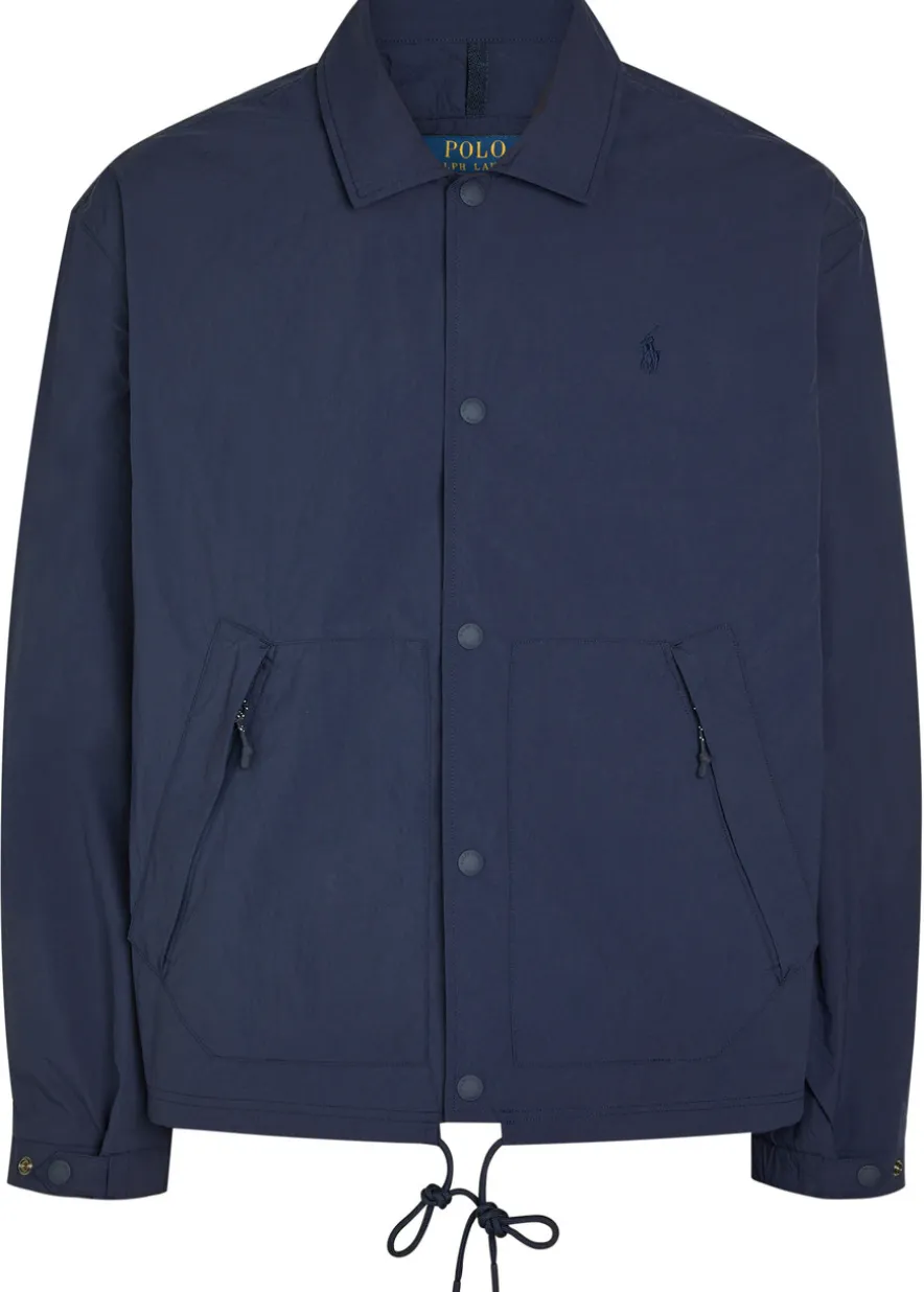 Logo-embroidered crinkled shell windbreaker jacket