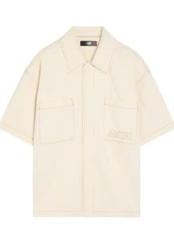 Logo-embroidered denim shirt