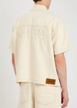 Logo-embroidered denim shirt