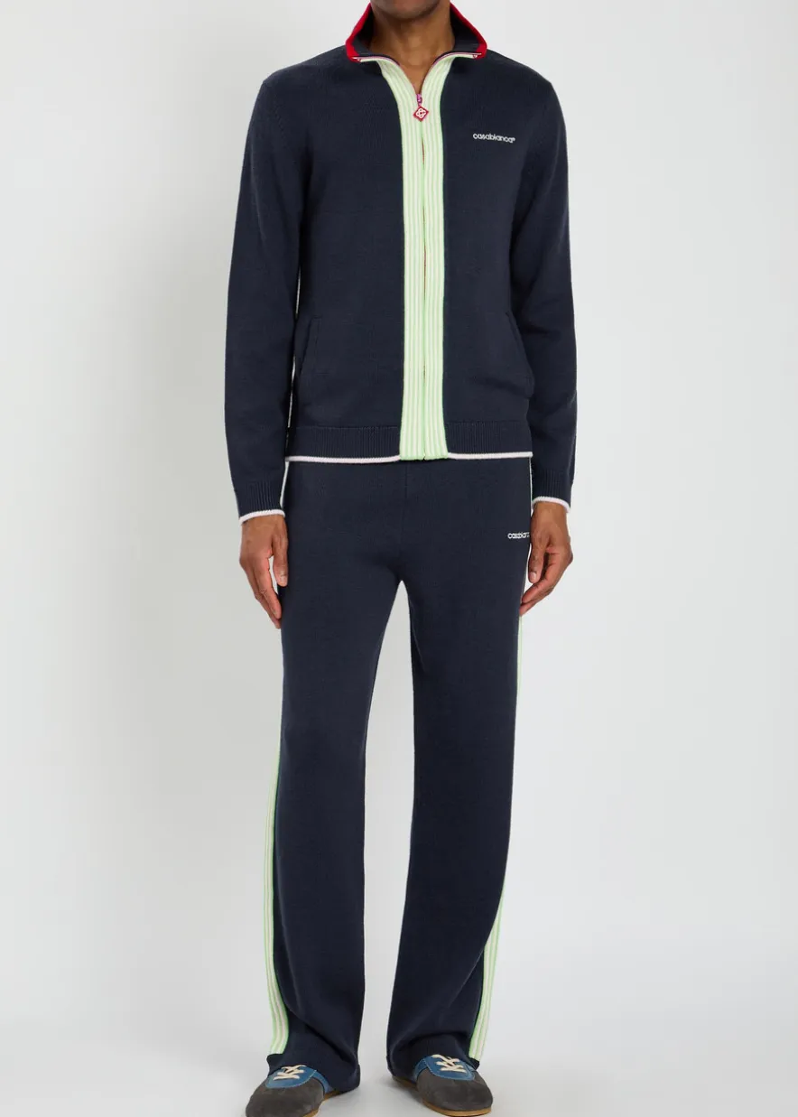 Logo-embroidered fine-knit wool track jacket