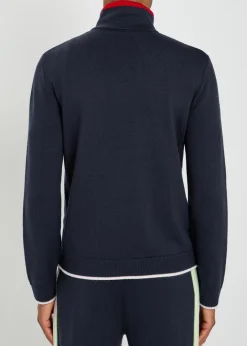 Logo-embroidered fine-knit wool track jacket