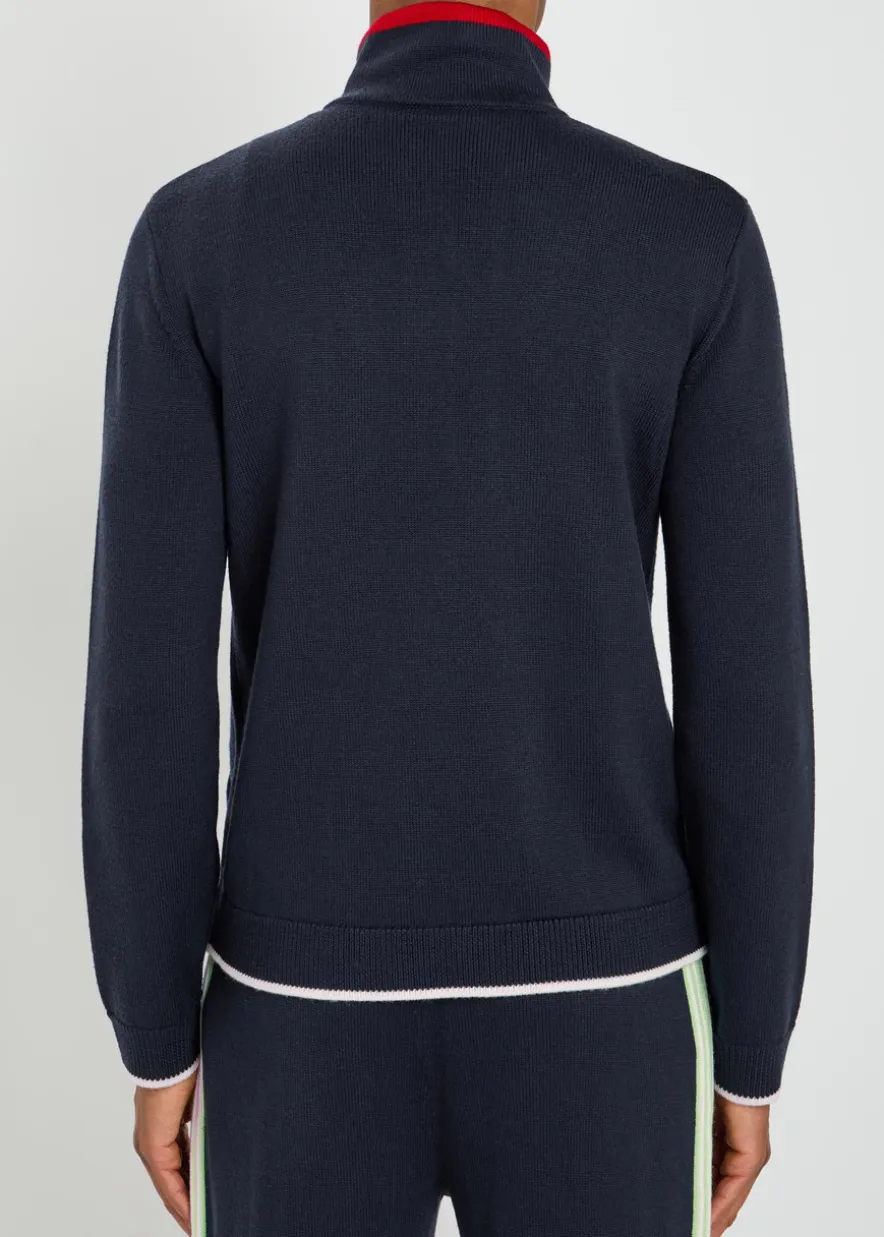 Logo-embroidered fine-knit wool track jacket