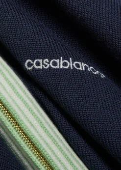 Logo-embroidered fine-knit wool track jacket