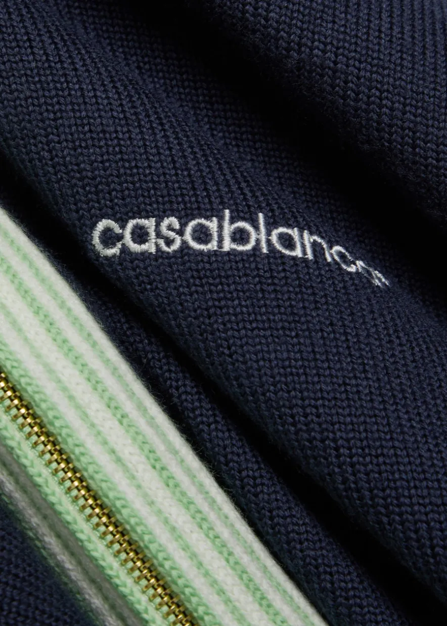 Logo-embroidered fine-knit wool track jacket