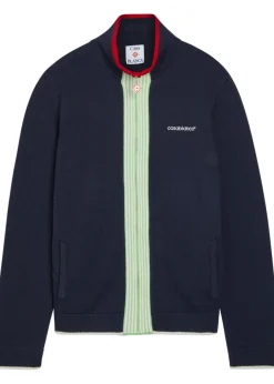 Logo-embroidered fine-knit wool track jacket
