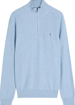 Logo-embroidered half-zip piqué cotton jumper