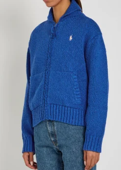 Logo-embroidered hooded cotton-knit jumper