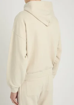 Logo-embroidered hooded cotton-blend sweatshirt