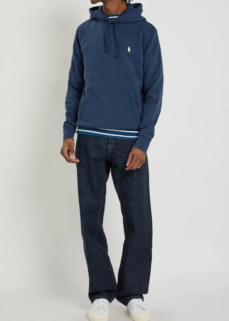 Logo-embroidered hooded cotton sweatshirt