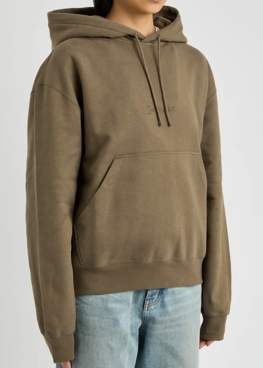 Logo-embroidered hooded cotton sweatshirt