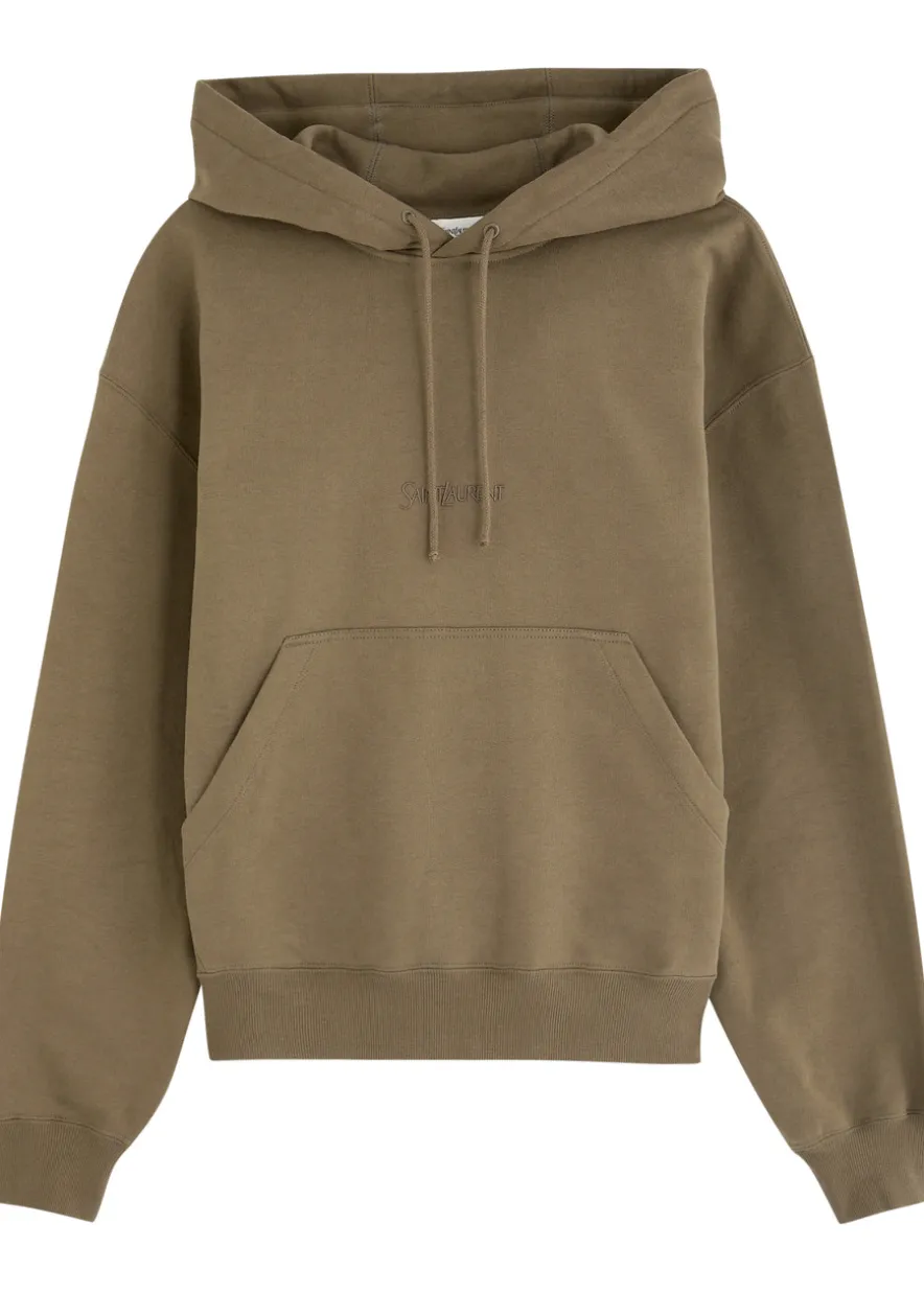 Logo-embroidered hooded cotton sweatshirt