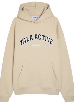 Logo-embroidered hooded cotton-blend sweatshirt