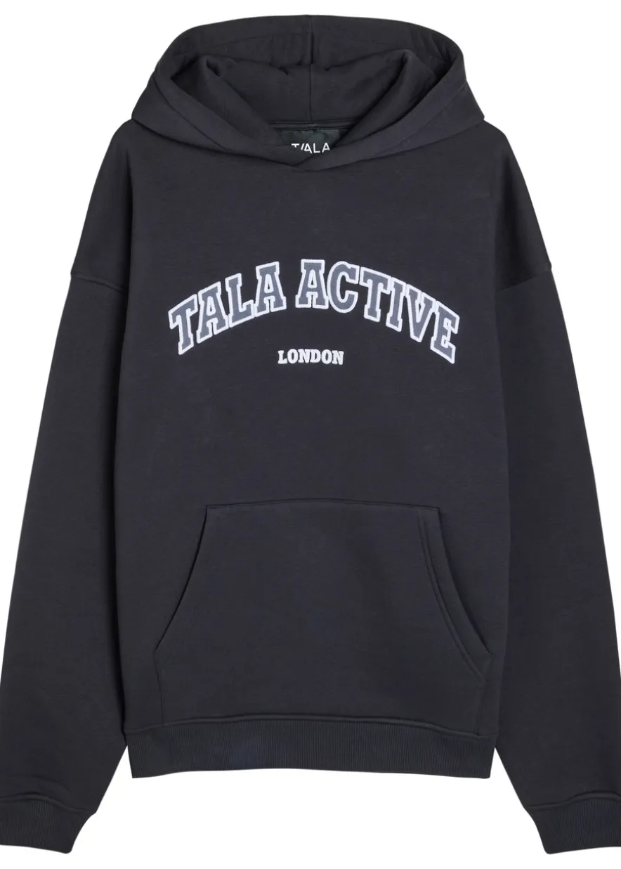 Logo-embroidered hooded cotton-blend sweatshirt