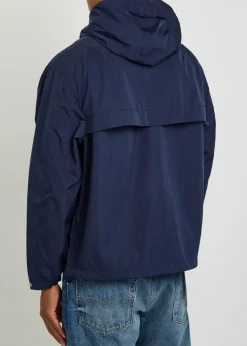 Logo-embroidered hooded shell jacket