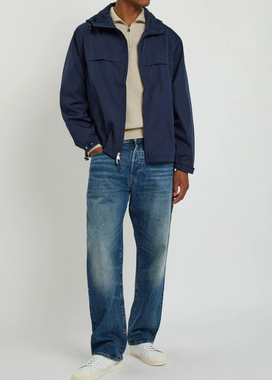 Logo-embroidered hooded shell jacket