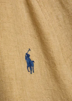 Logo-embroidered linen oveshirt