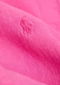 Logo-embroidered linen shirt